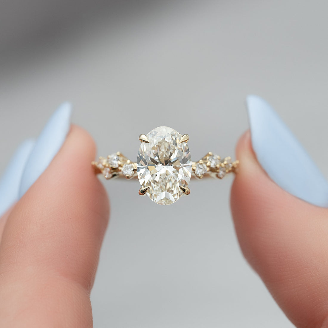 The Mia Set With A 2 Carat Oval Lab Diamond