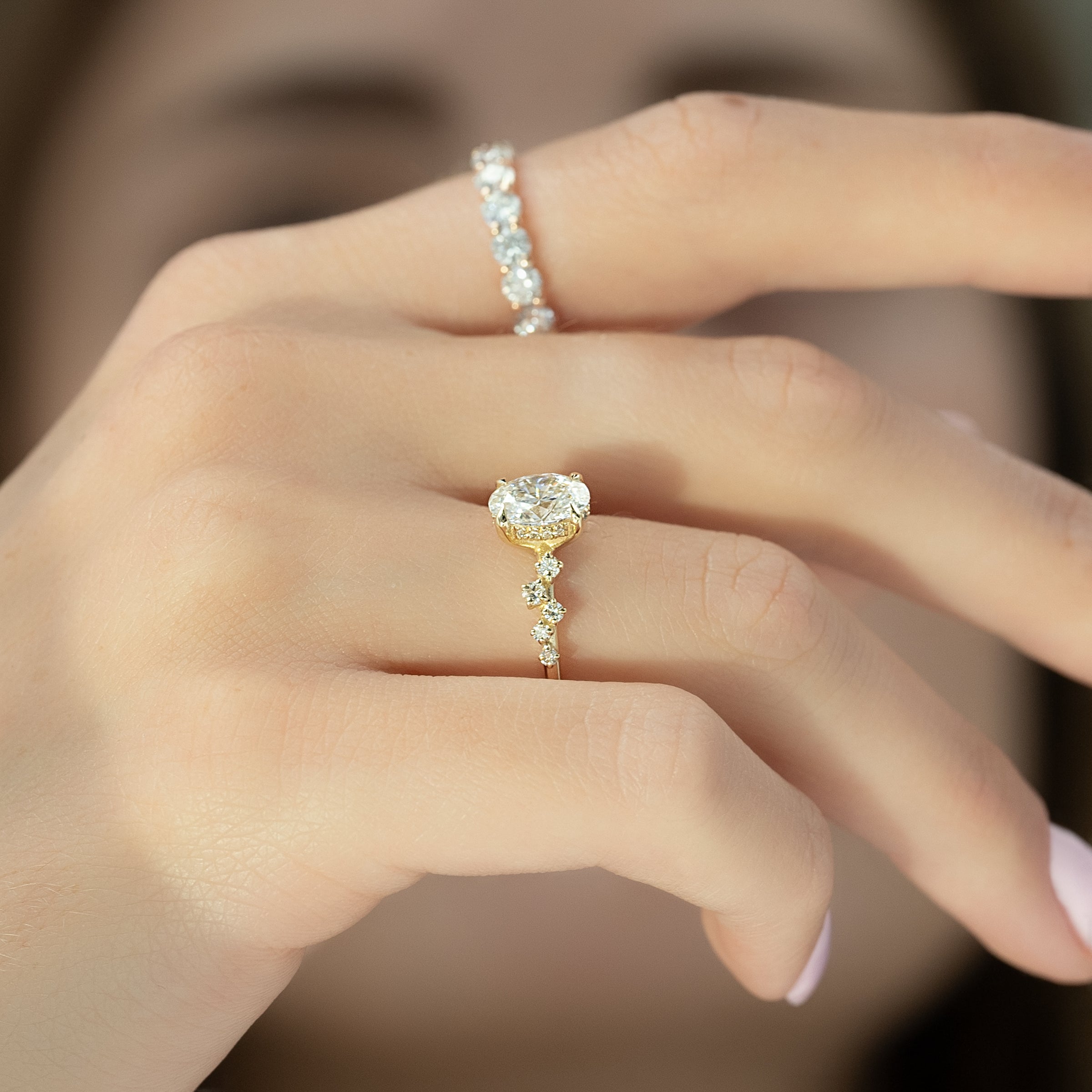 The Mia Set With A 2 Carat Oval Lab Diamond