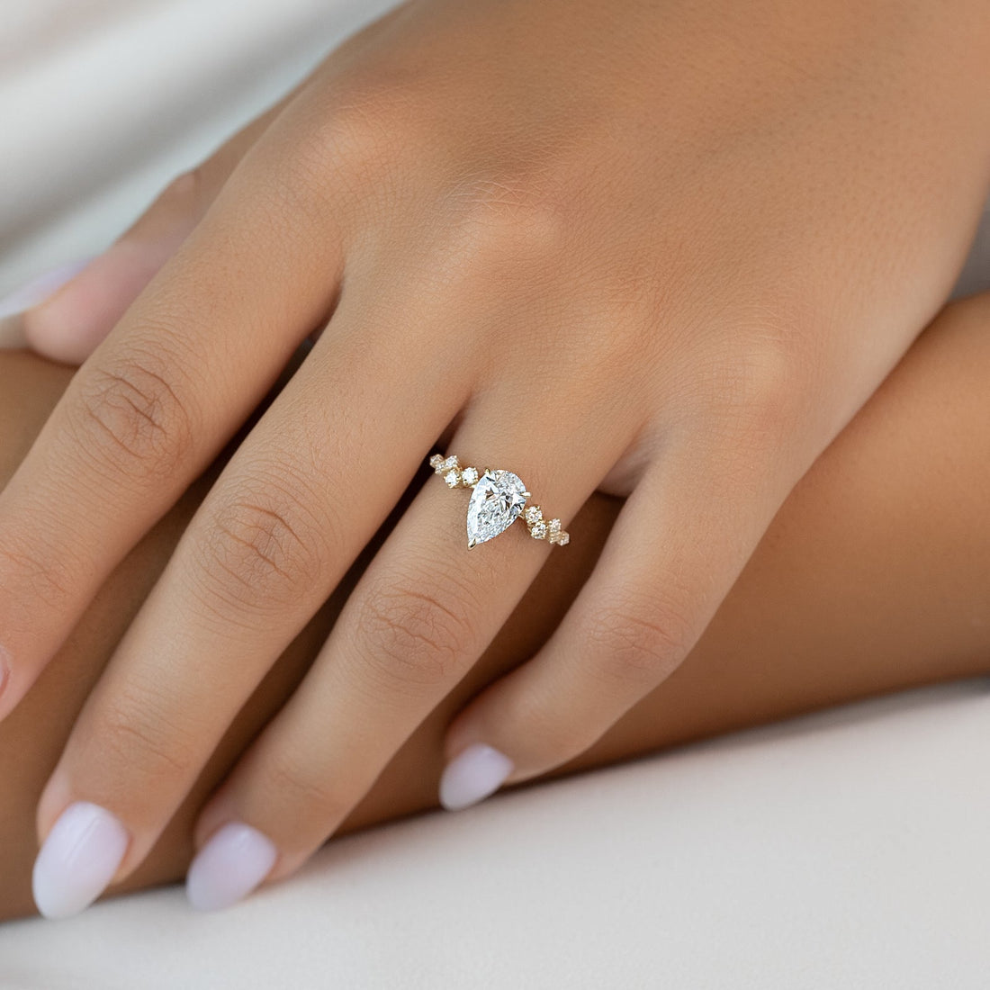 The Mia Set With A 2 Carat Pear Lab Diamond