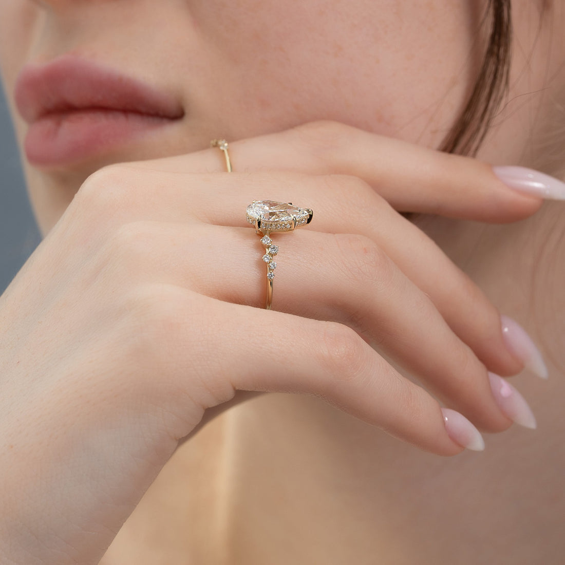 The Mia Set With A 2 Carat Pear Lab Diamond