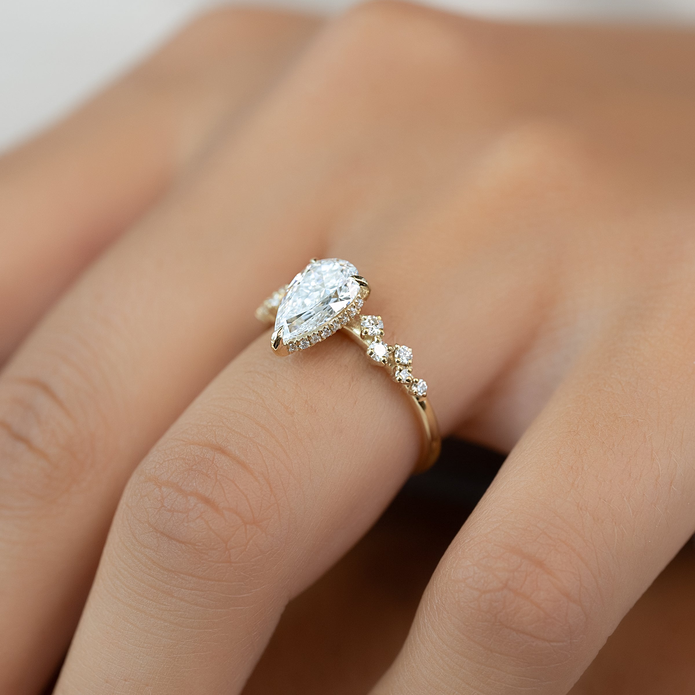 The Mia Set With A 2 Carat Pear Lab Diamond