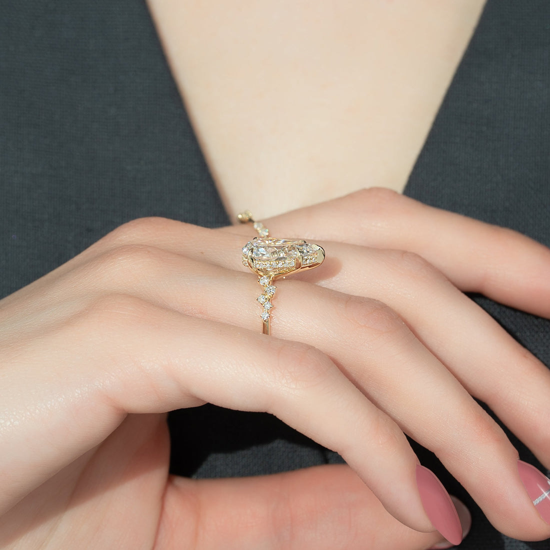 The Mia Set With A 2 Carat Pear Lab Diamond