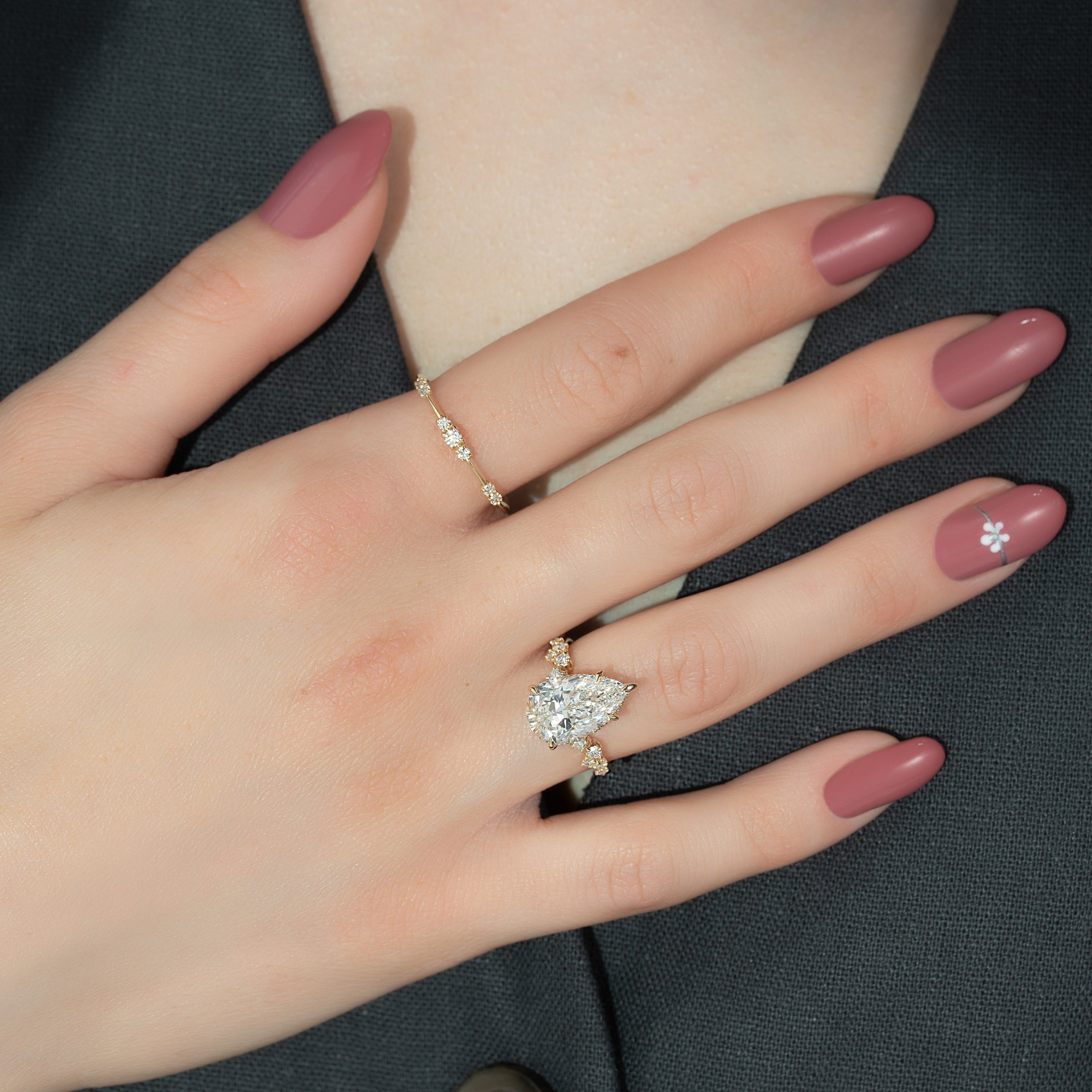 The Mia Set With A 2 Carat Pear Lab Diamond