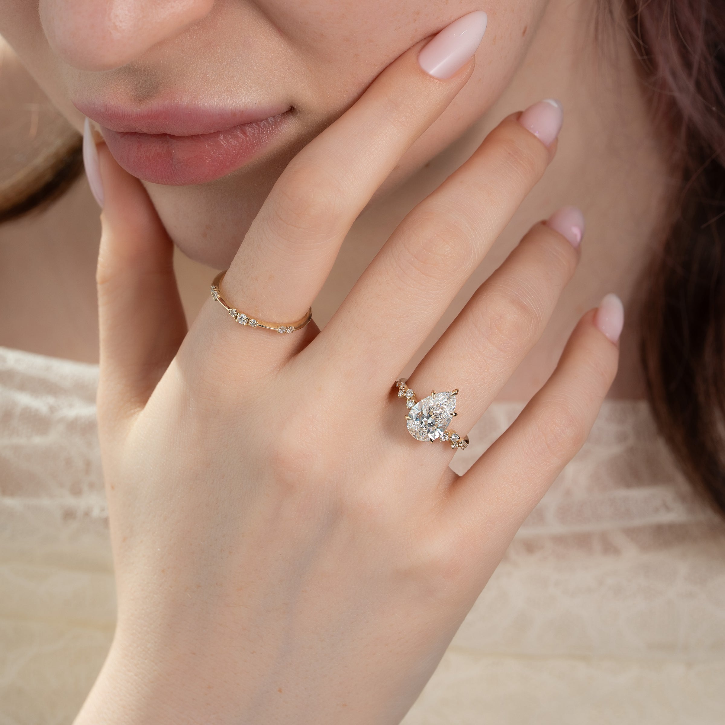 The Mia Set With A 2 Carat Pear Lab Diamond