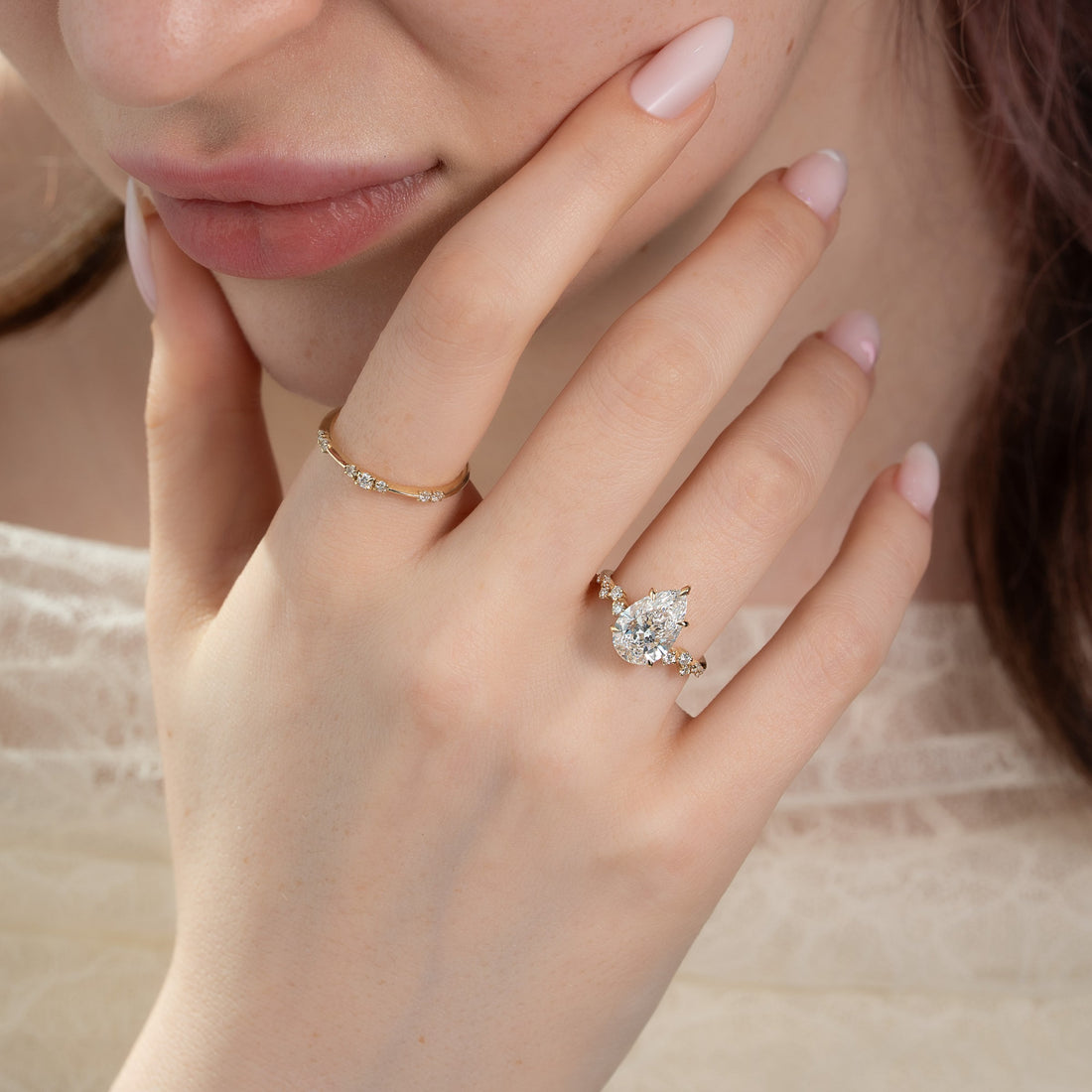 The Mia Set With A 2 Carat Pear Lab Diamond
