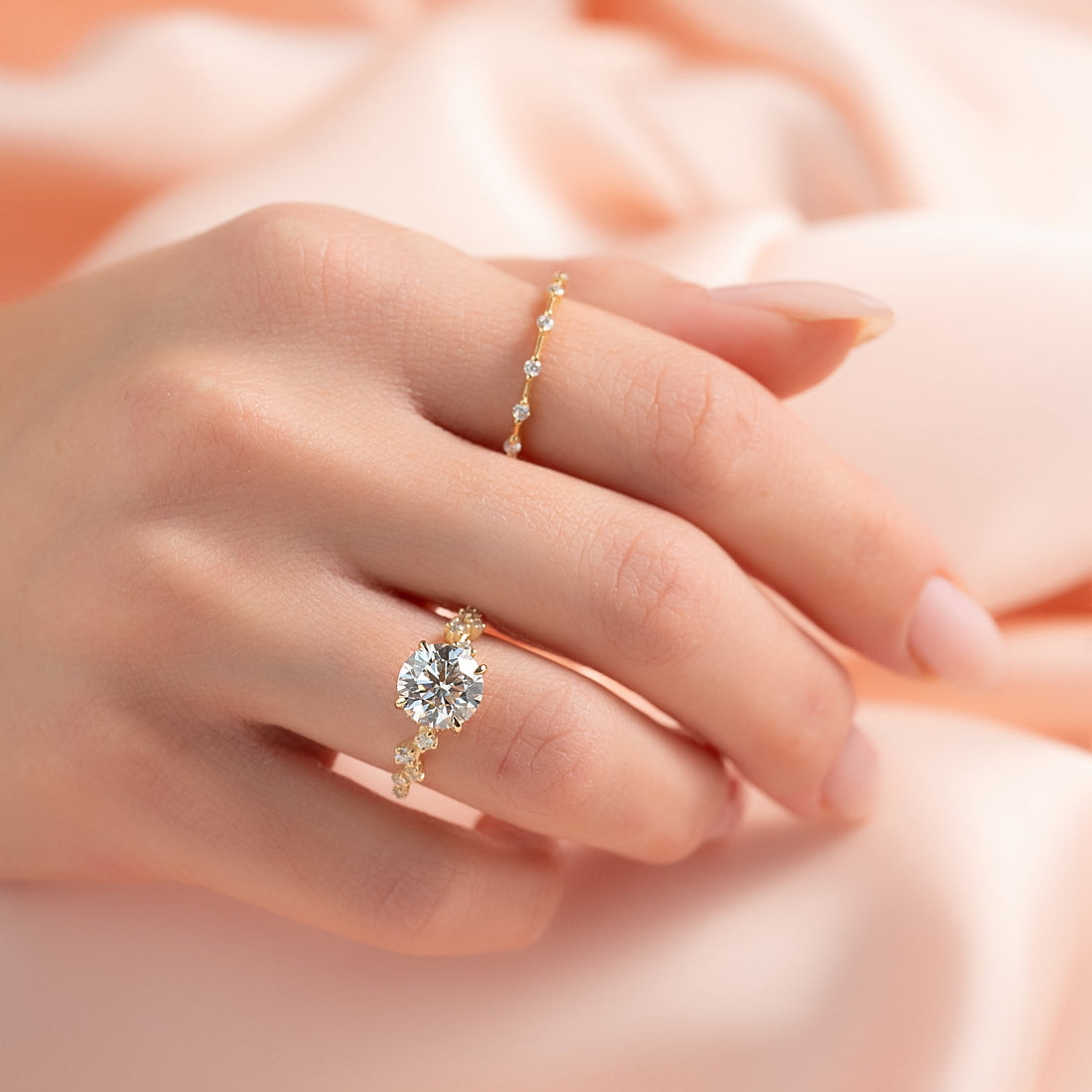 The Mia Set With A 2 Carat Round Lab Diamond