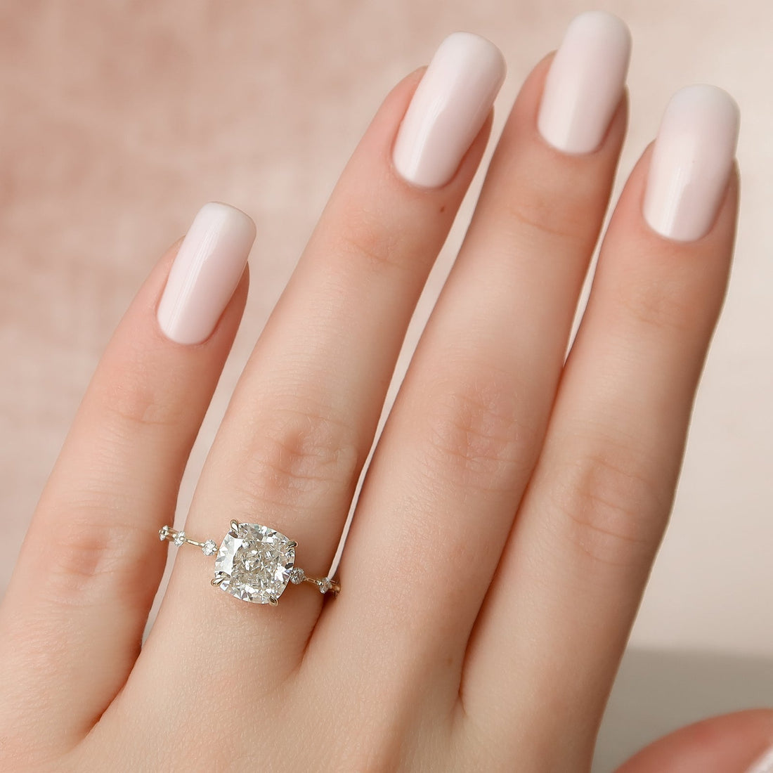 The Penelope Set With A 2 Carat Cushion Lab Diamond