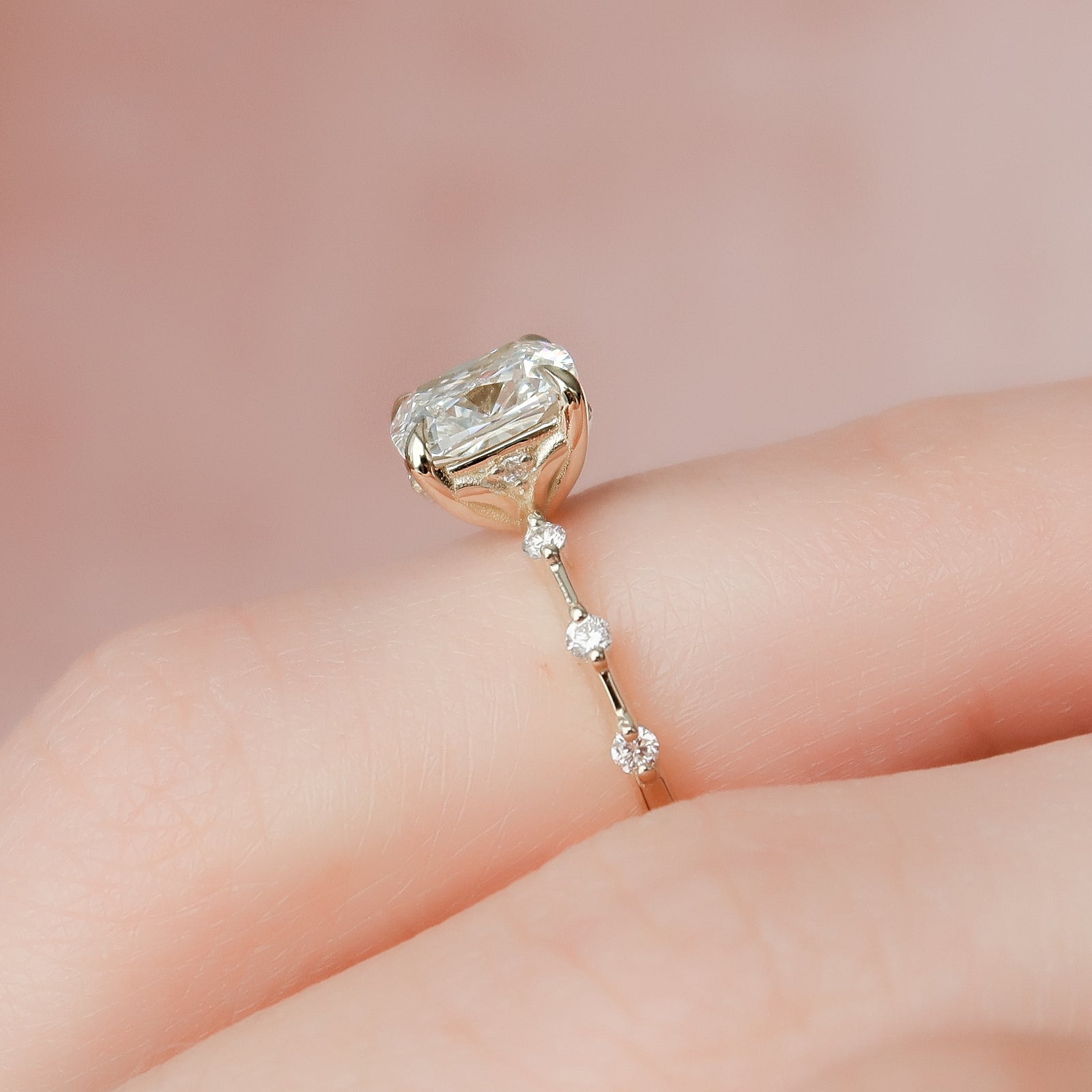 The Penelope Set With A 2 Carat Cushion Lab Diamond
