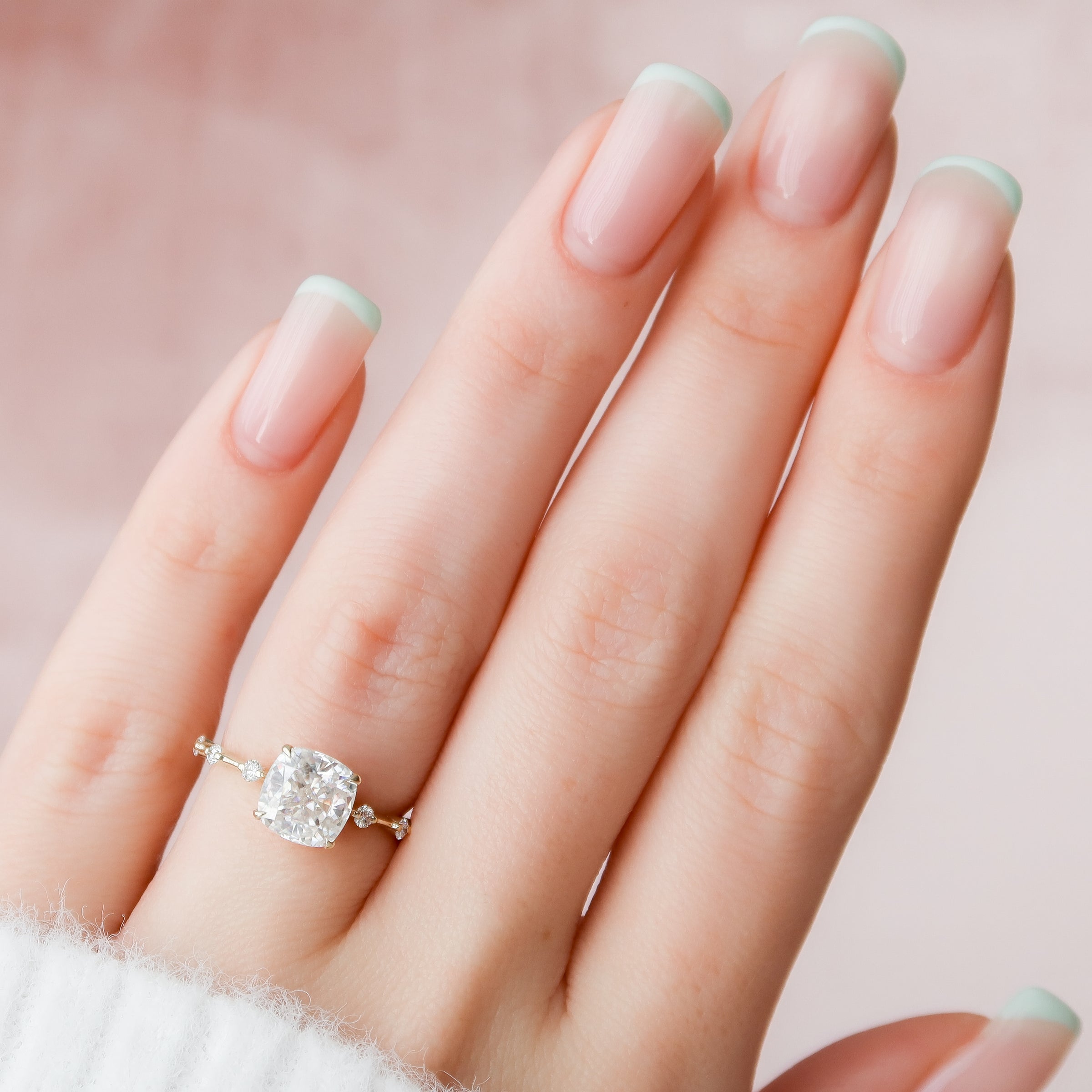 The Penelope Set With A 2 Carat Cushion Lab Diamond