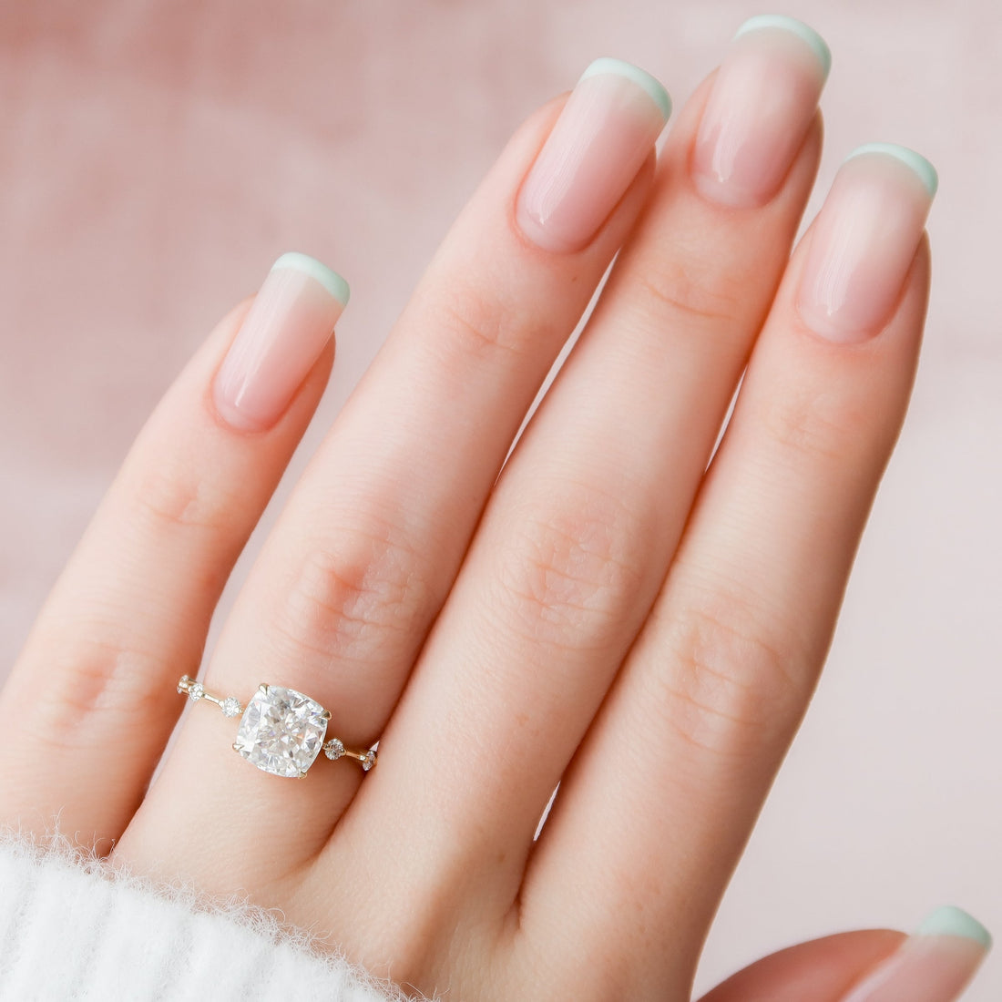 The Penelope Set With A 2 Carat Cushion Lab Diamond