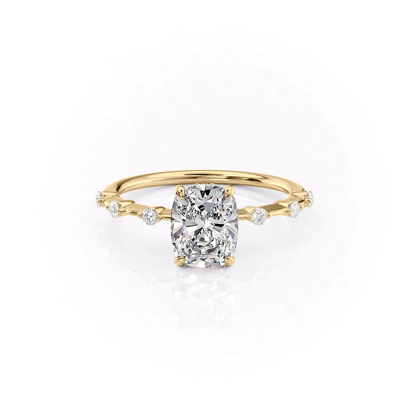 The Penelope Set With A 2 Carat Elongated Cushion Lab Diamond