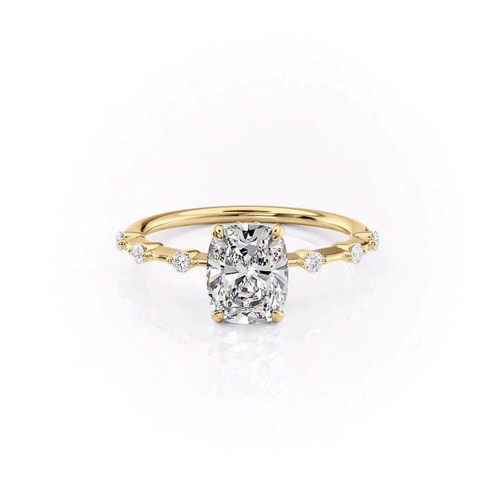The Penelope Set With A 2 Carat Elongated Cushion Lab Diamond