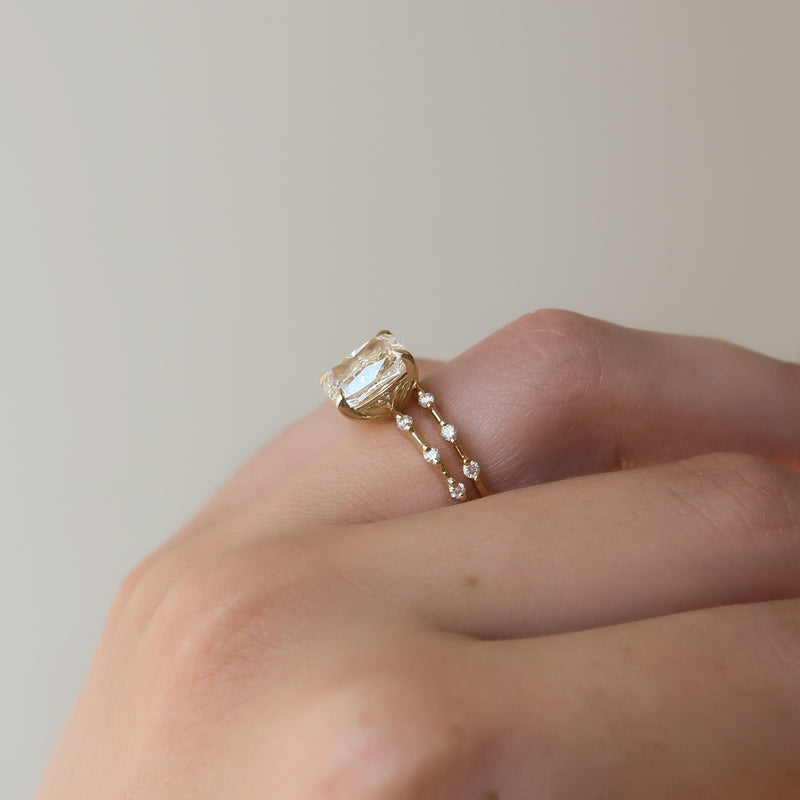 The Penelope Set With A 2 Carat Elongated Cushion Lab Diamond