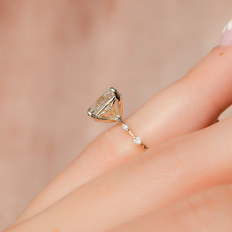 The Penelope Set With A 2 Carat Elongated Cushion Lab Diamond