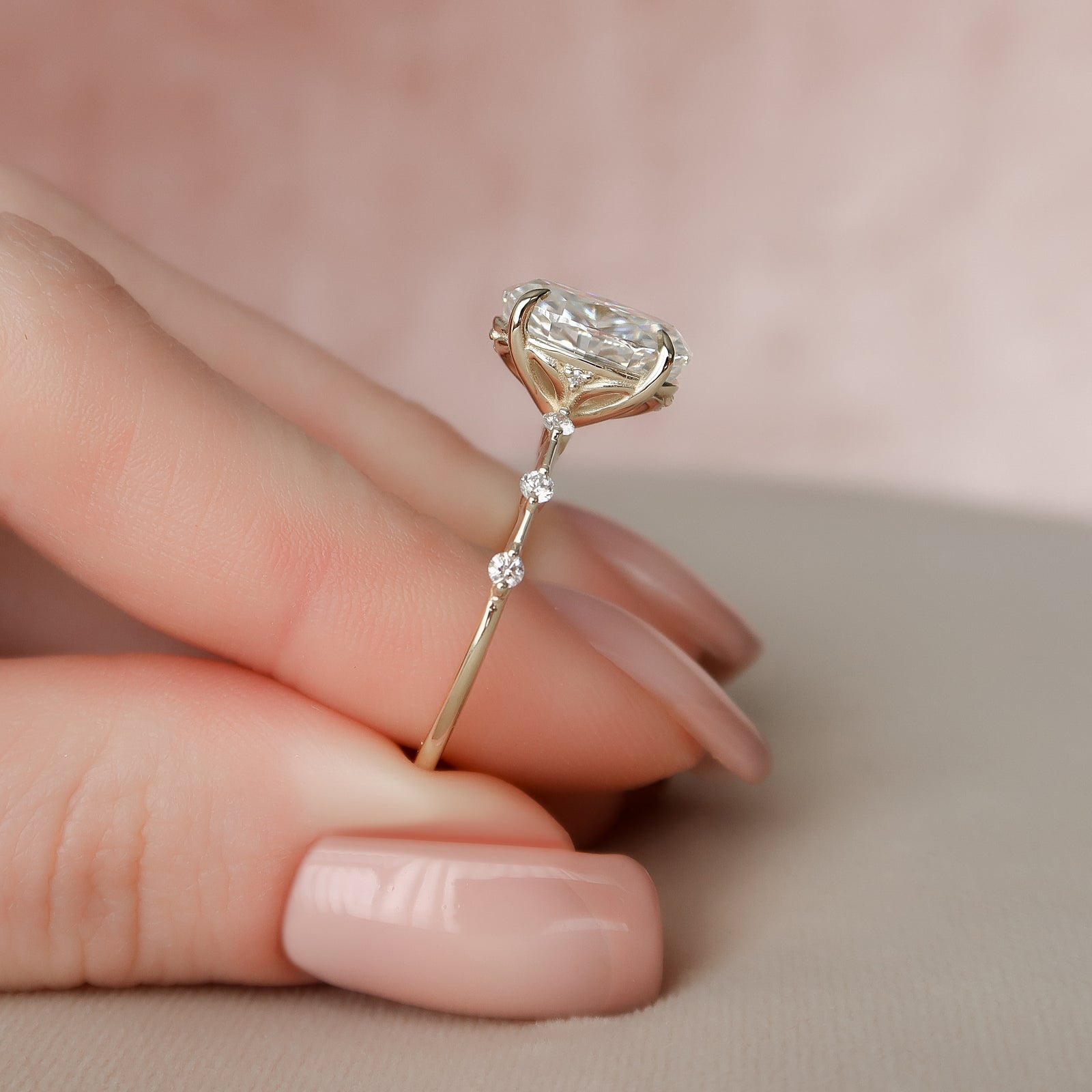 The Penelope Set With A 2 Carat Oval Lab Diamond