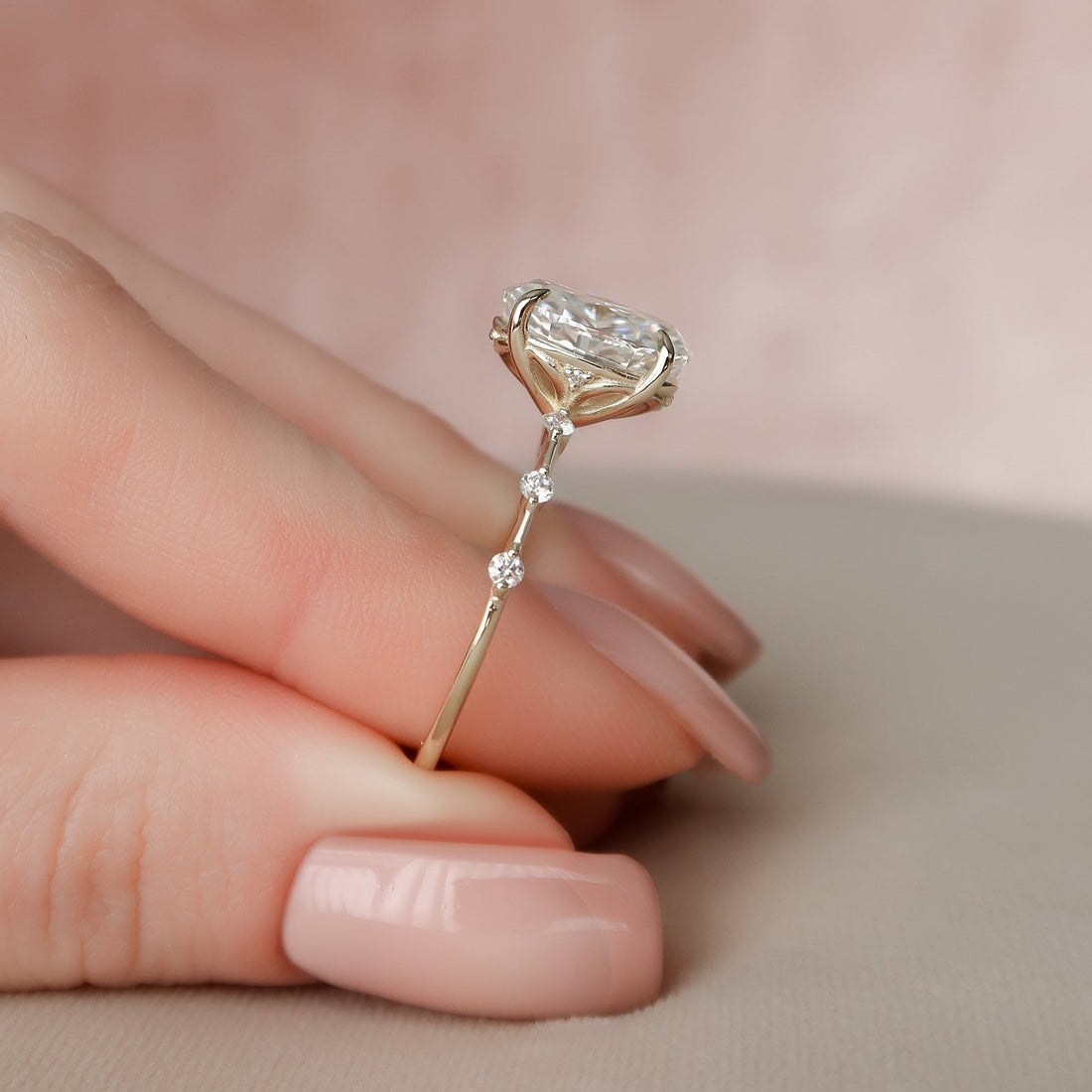 The Penelope Set With A 2 Carat Oval Lab Diamond