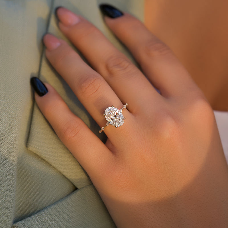The Penelope Set With A 2 Carat Oval Lab Diamond