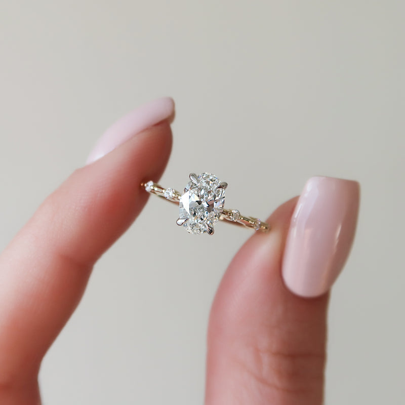 The Penelope Set With A 2 Carat Oval Lab Diamond