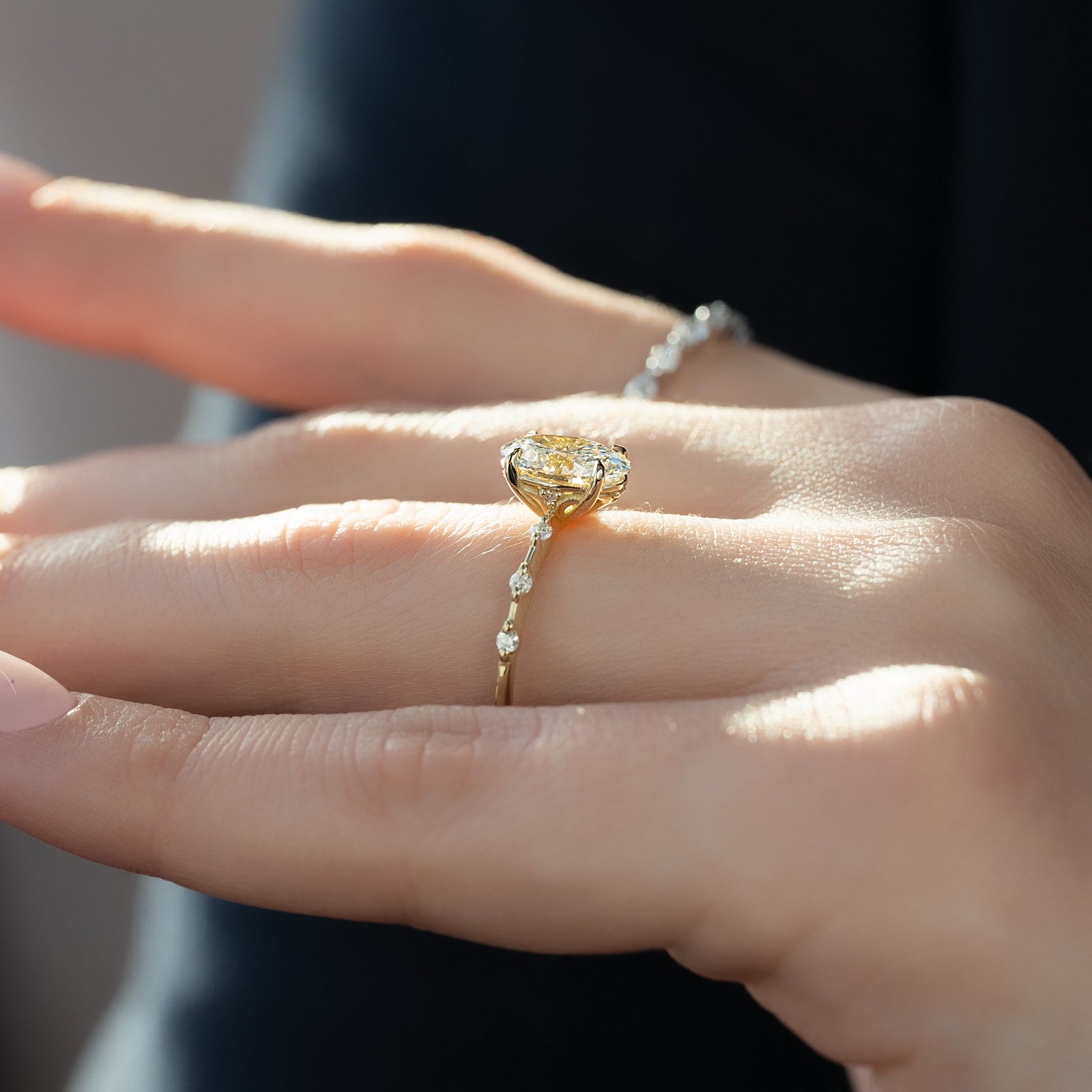 The Penelope Set With A 2 Carat Oval Lab Diamond