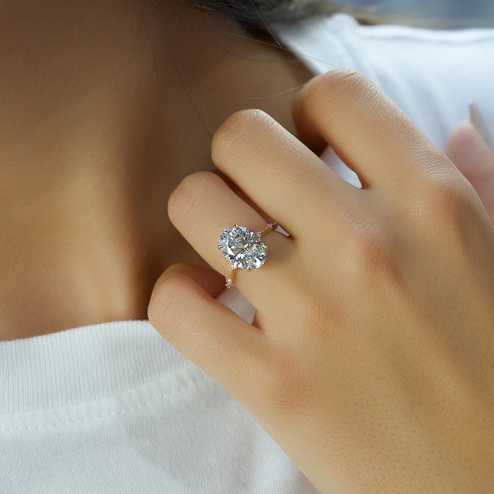 The Penelope Set With A 2 Carat Oval Lab Diamond