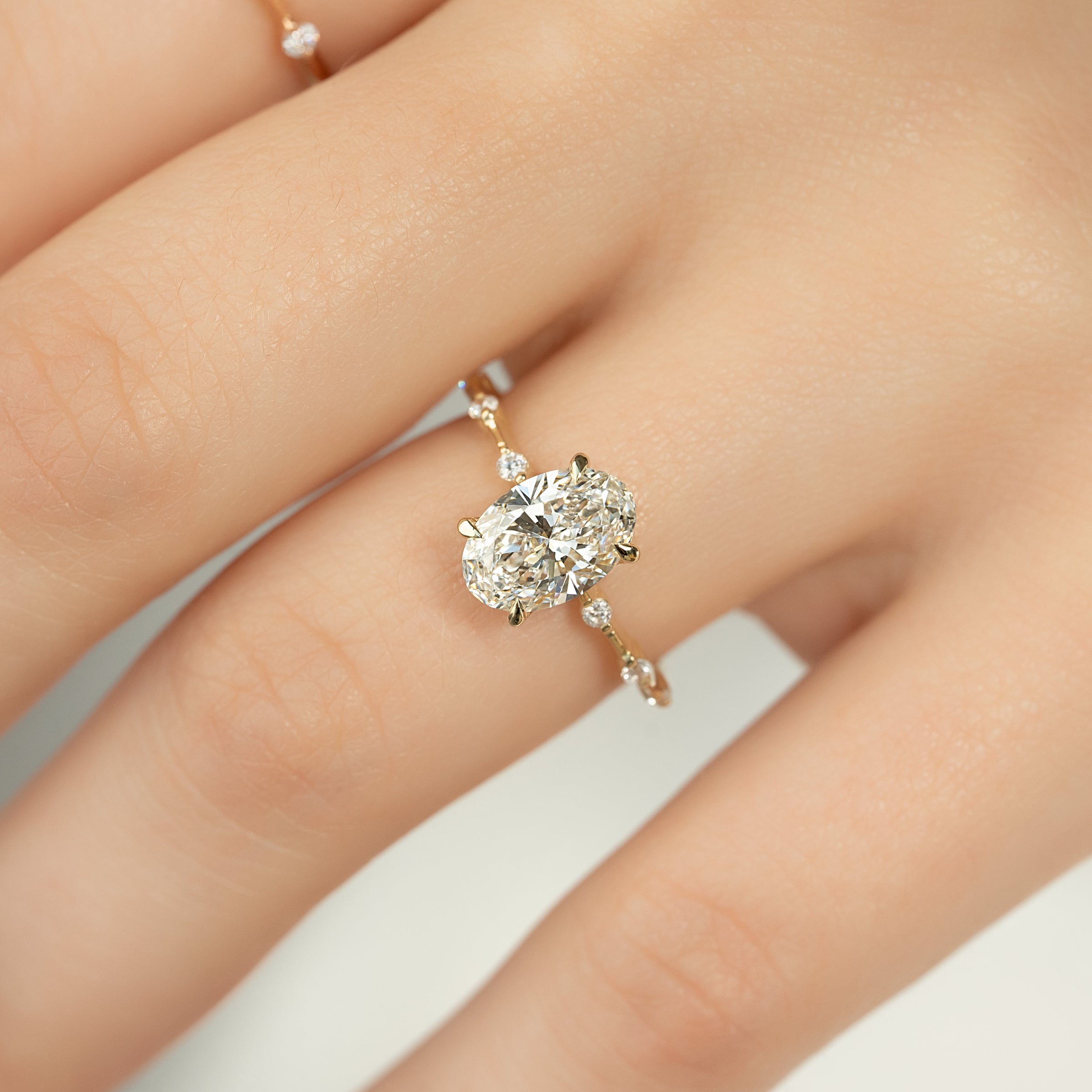The Penelope Set With A 2 Carat Oval Lab Diamond