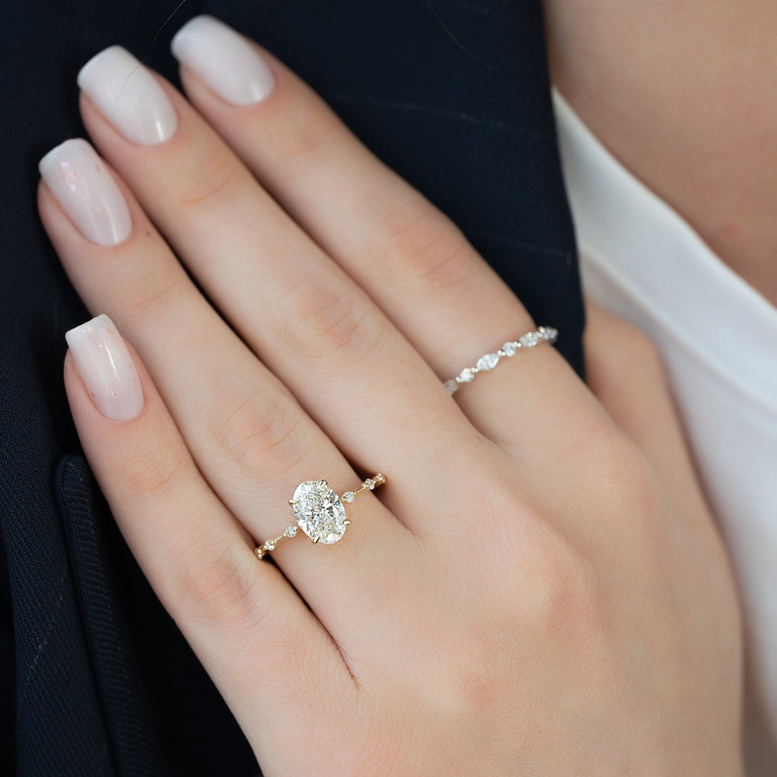 The Penelope Set With A 2 Carat Oval Lab Diamond