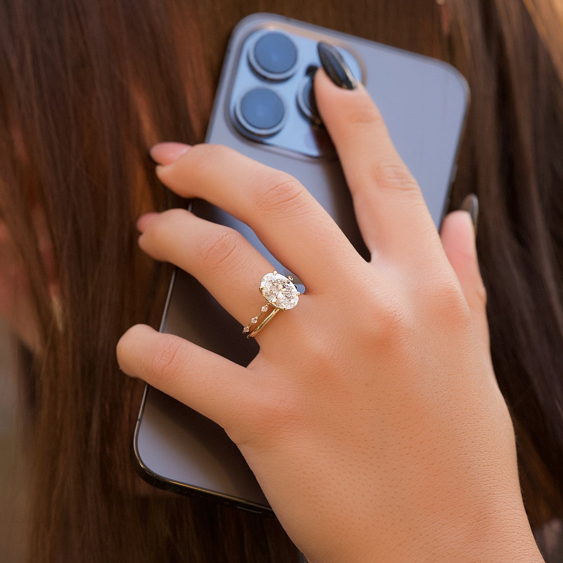 The Penelope Set With A 2 Carat Oval Lab Diamond