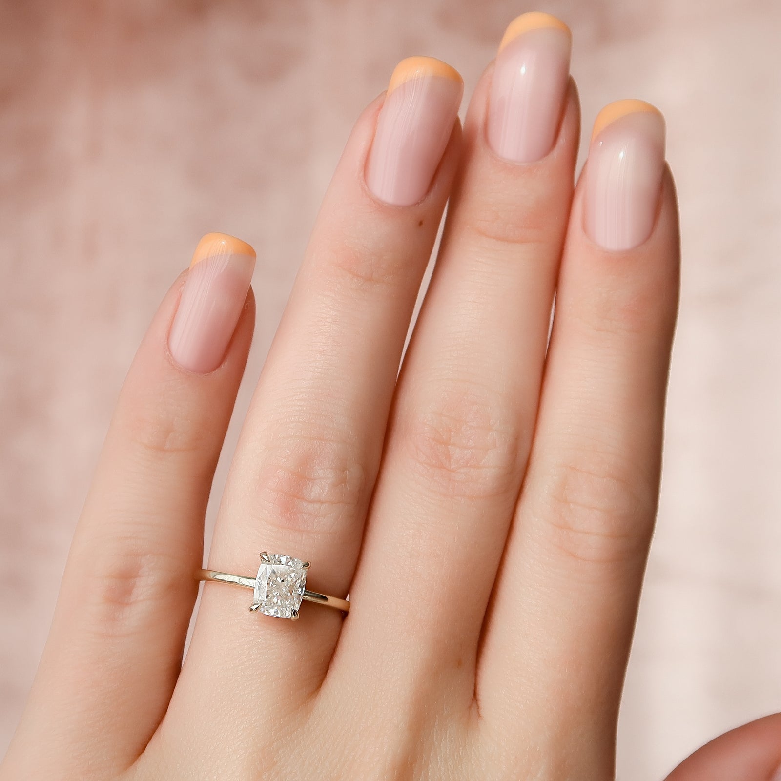 The Nelly Set With A 2 Carat Elongated Cushion Lab Diamond