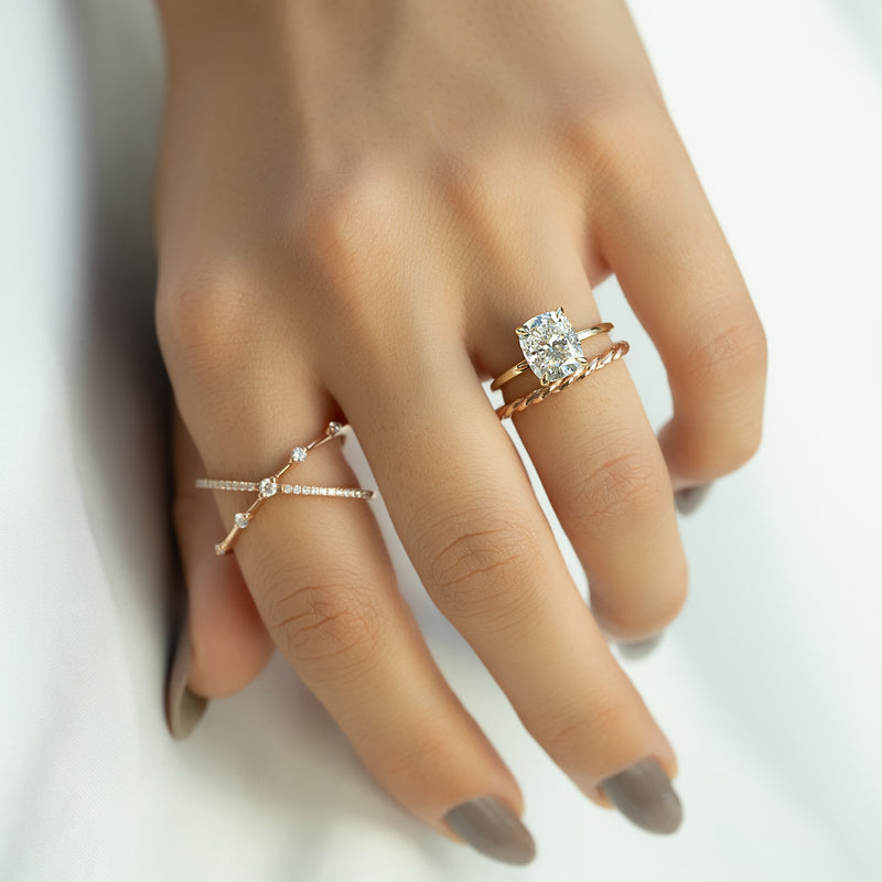 The Nelly Set With A 2 Carat Elongated Cushion Lab Diamond