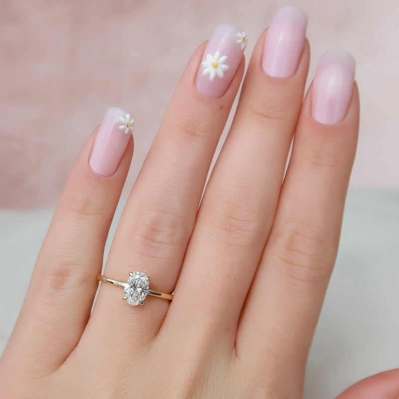 The Nelly Set With A 2 Carat Oval Lab Diamond
