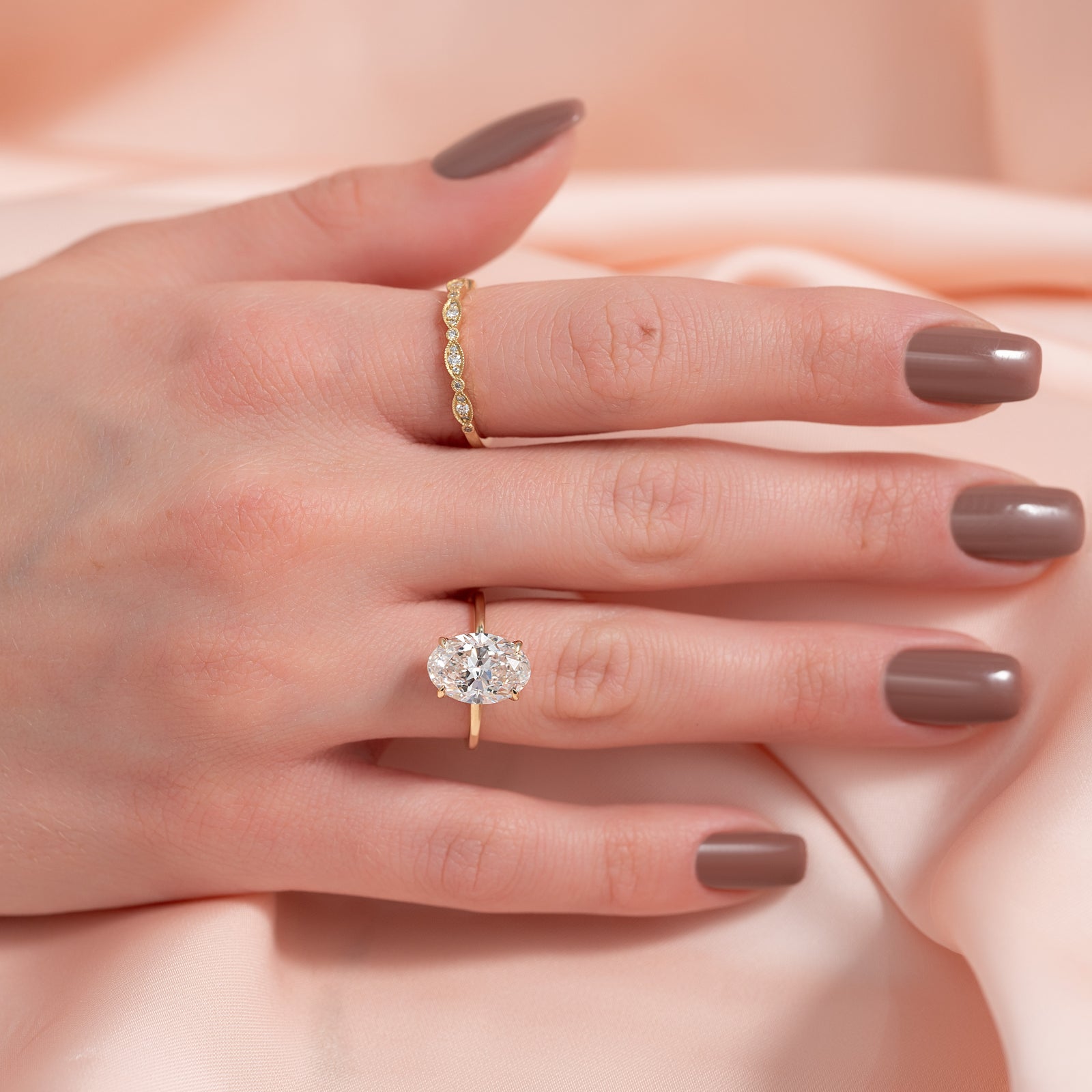 The Nelly Set With A 2 Carat Oval Lab Diamond