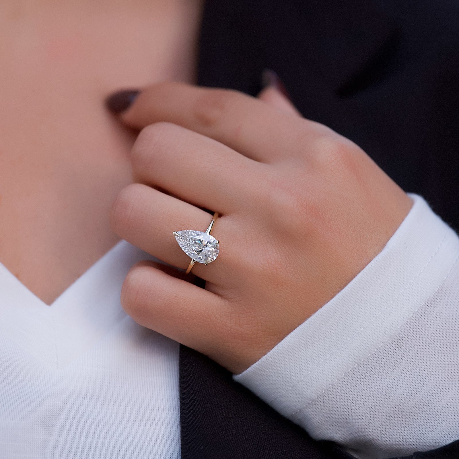 The Nelly Set With A 2 Carat Pear Lab Diamond