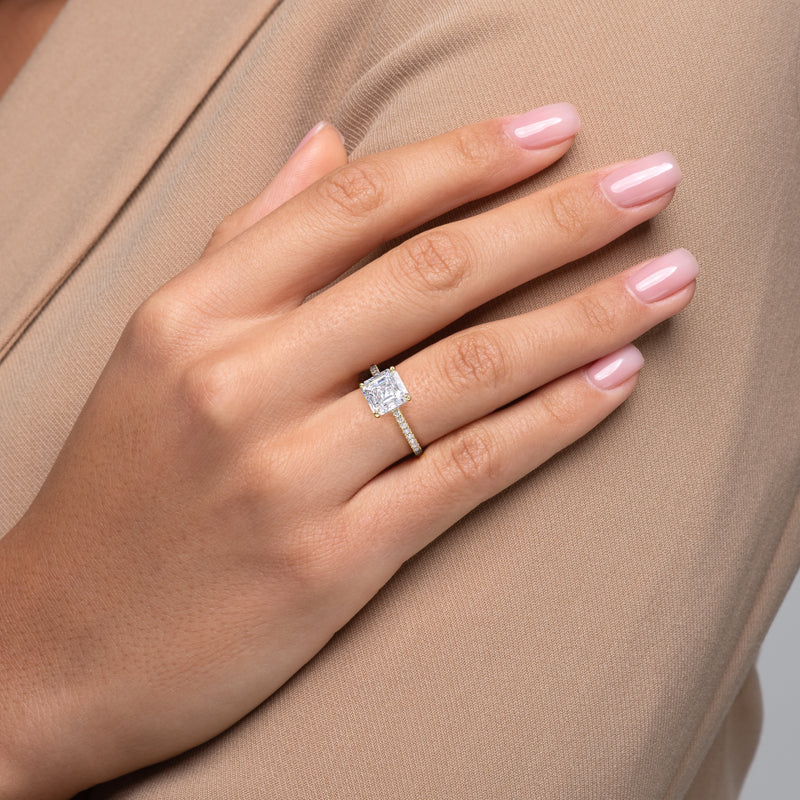 The Pave Nelly Set With A 2 Carat Asscher Lab Diamond