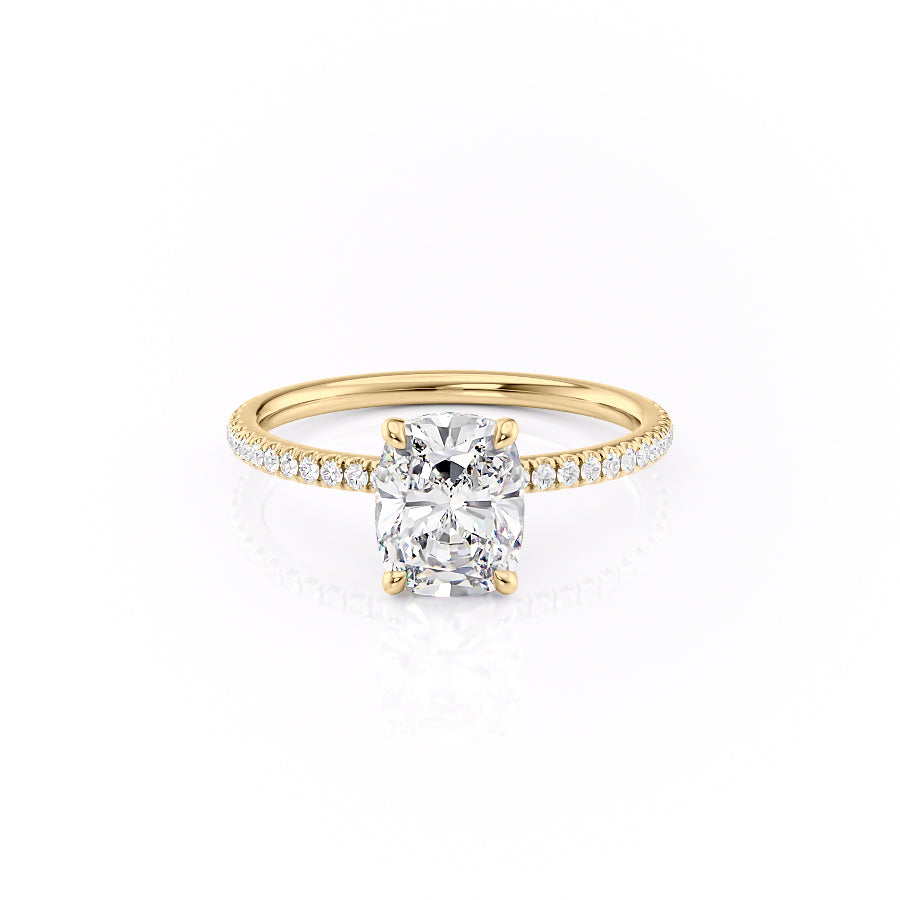 The Pave Nelly Set With A 2 Carat Elongated Cushion Lab Diamond