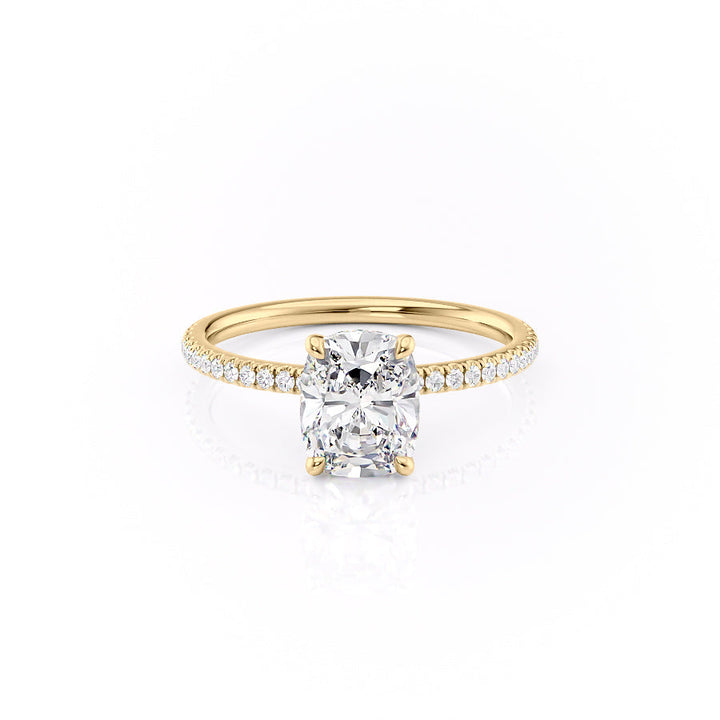 The Pave Nelly Set With A 2 Carat Elongated Cushion Lab Diamond