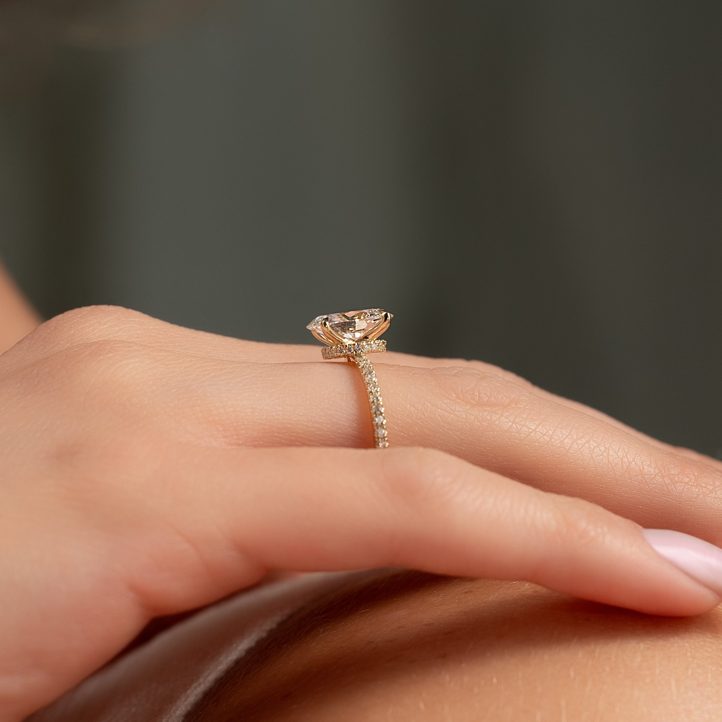 The Pave Nelly Set With A 2 Carat Oval Lab Diamond