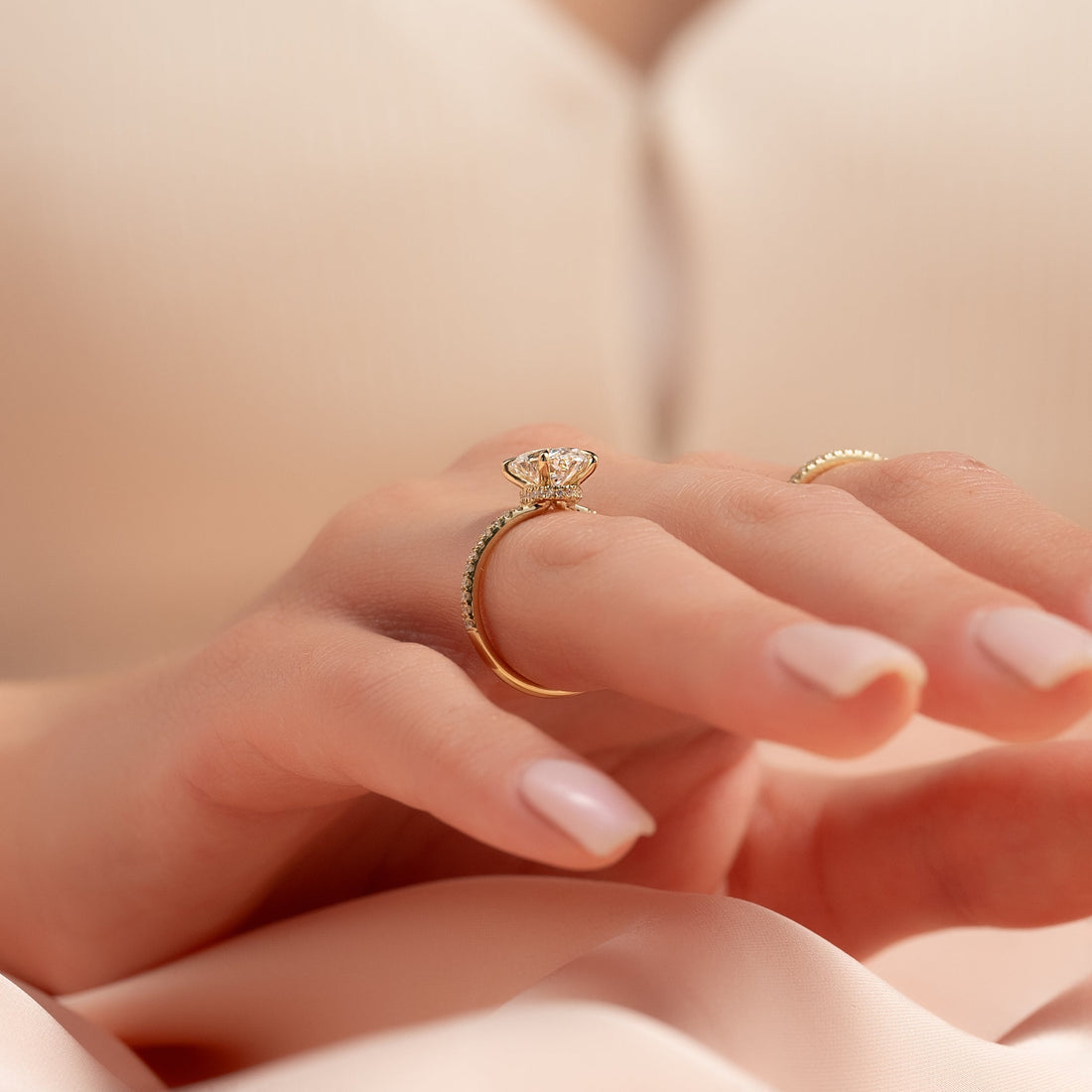 The Pave Nelly Set With A 2 Carat Oval Lab Diamond