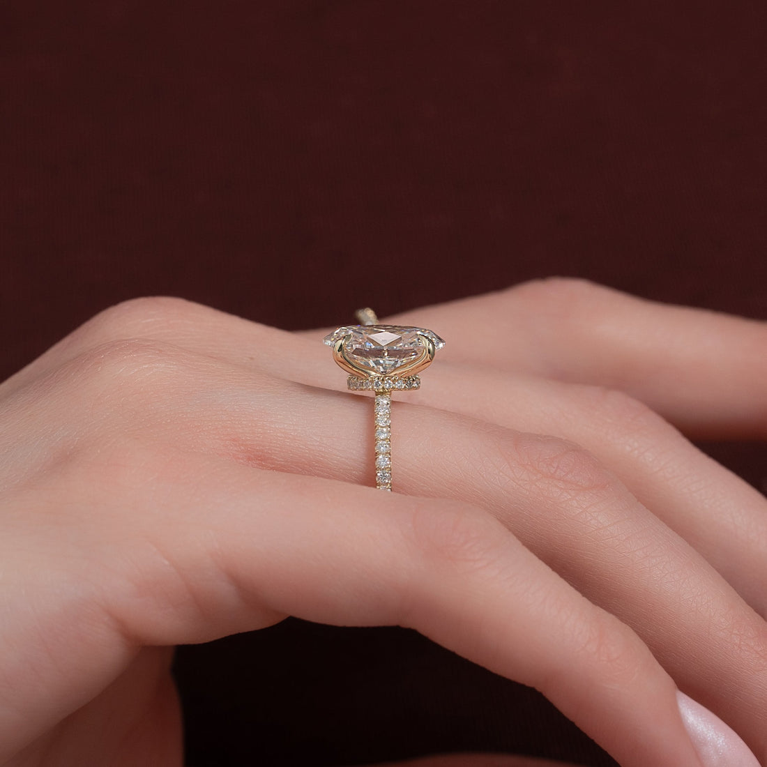 The Pave Nelly Set With A 2 Carat Oval Lab Diamond