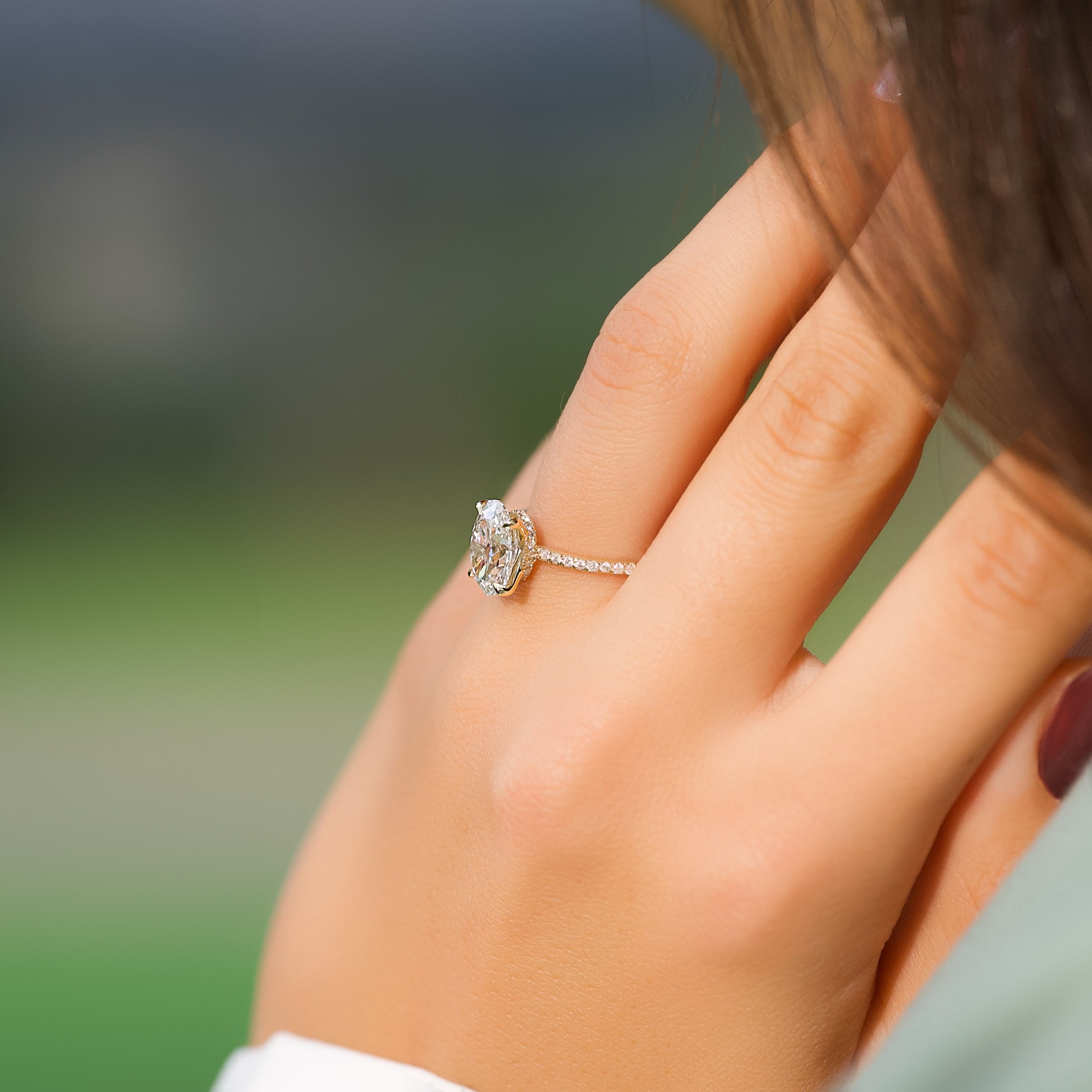 The Pave Nelly Set With A 2 Carat Oval Lab Diamond