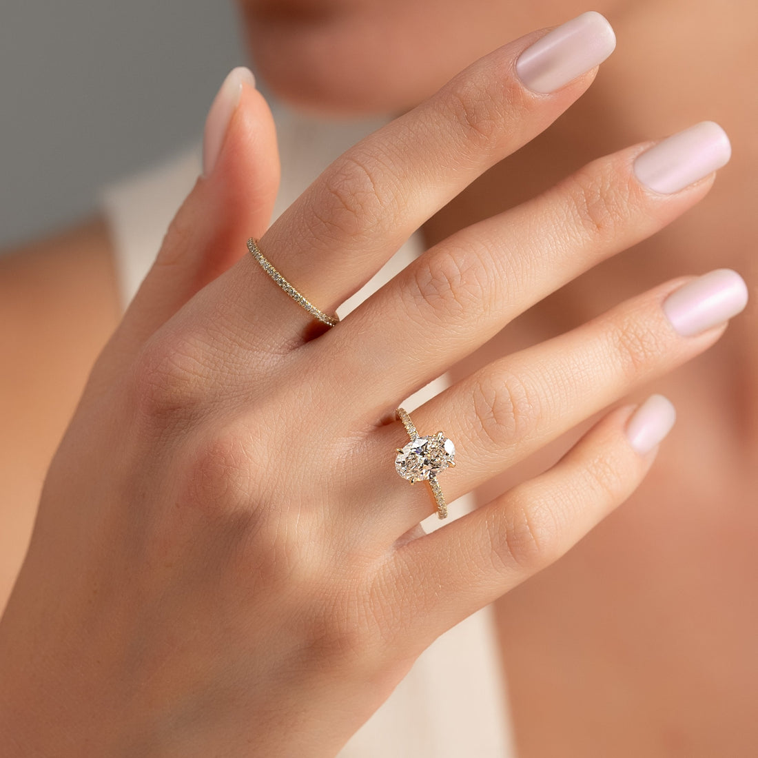 The Pave Nelly Set With A 2 Carat Oval Lab Diamond