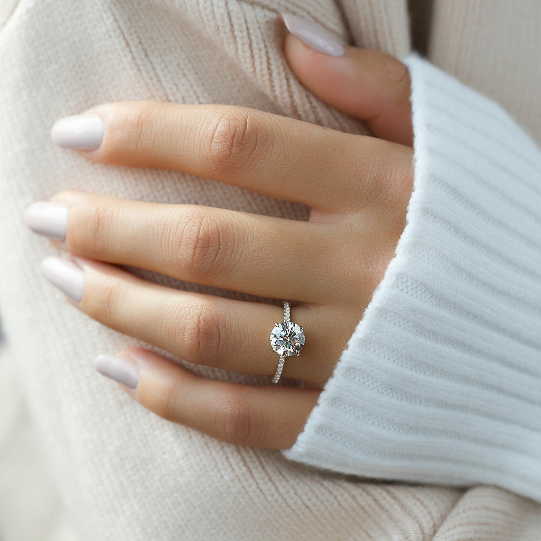 The Pave Nelly Set With A 2 Carat Round Lab Diamond