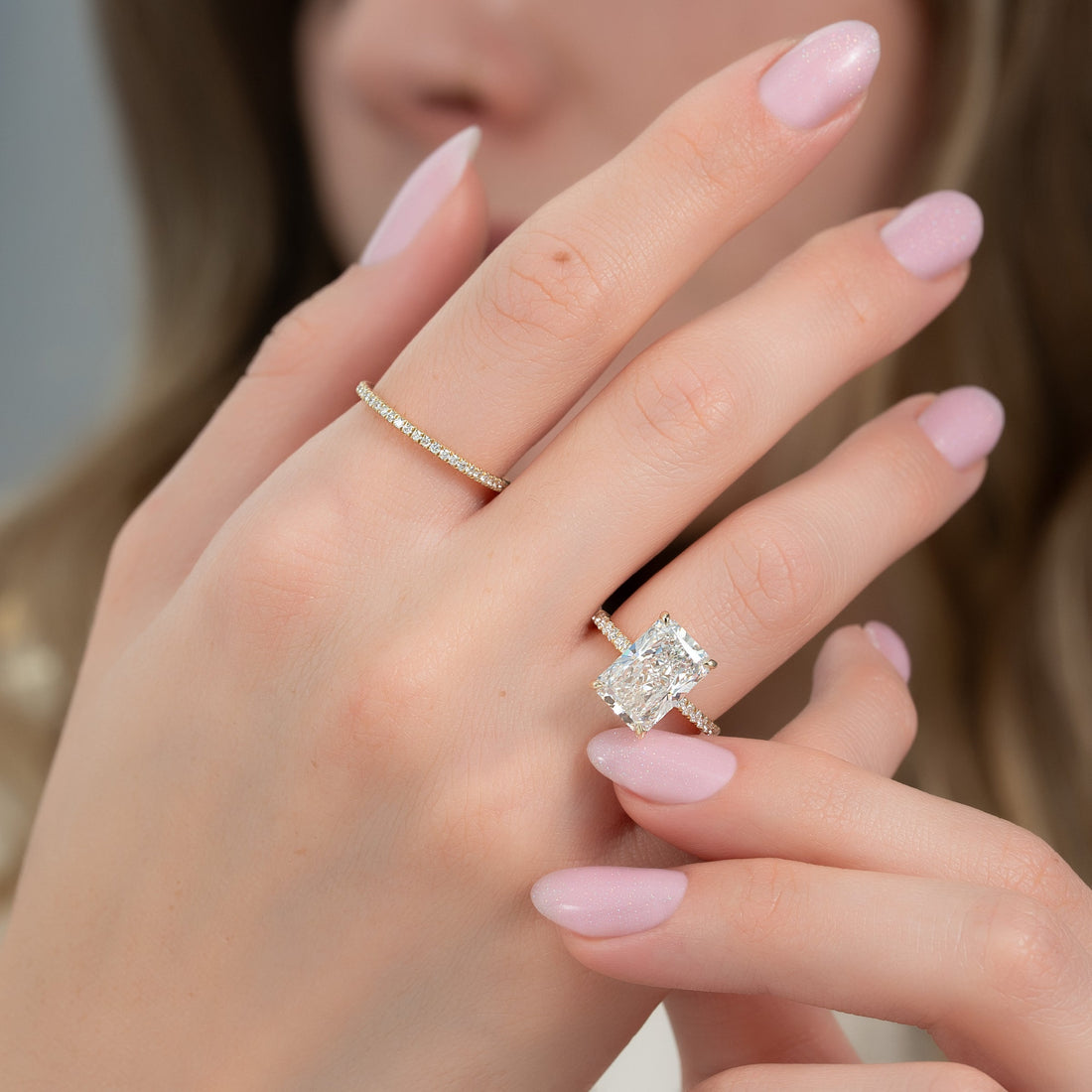 The Pave Nelly Set With A 2 Carat Radiant Lab Diamond