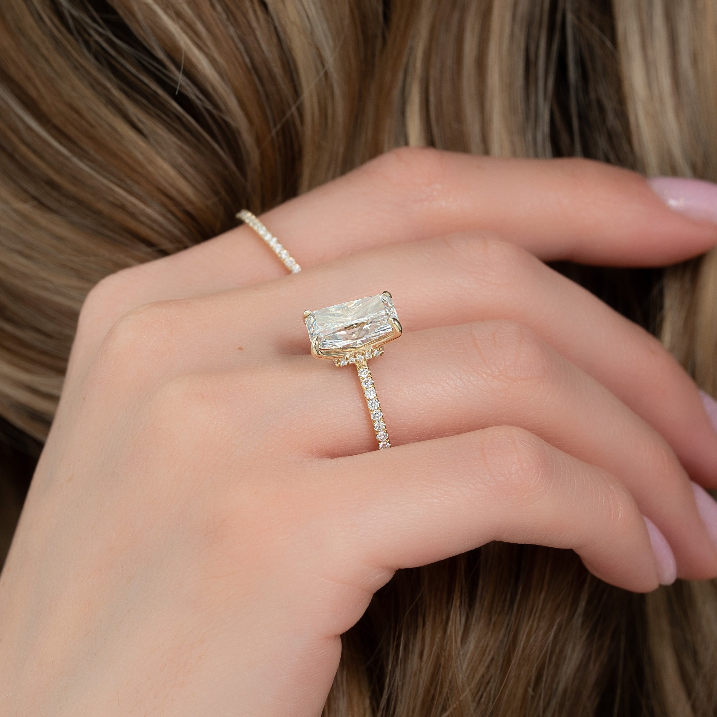 The Pave Nelly Set With A 2 Carat Radiant Lab Diamond