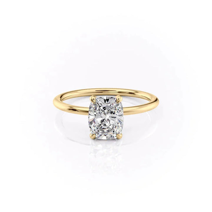 The Crown Kamellie Set With A 2 Carat Elongated Cushion Lab Diamond
