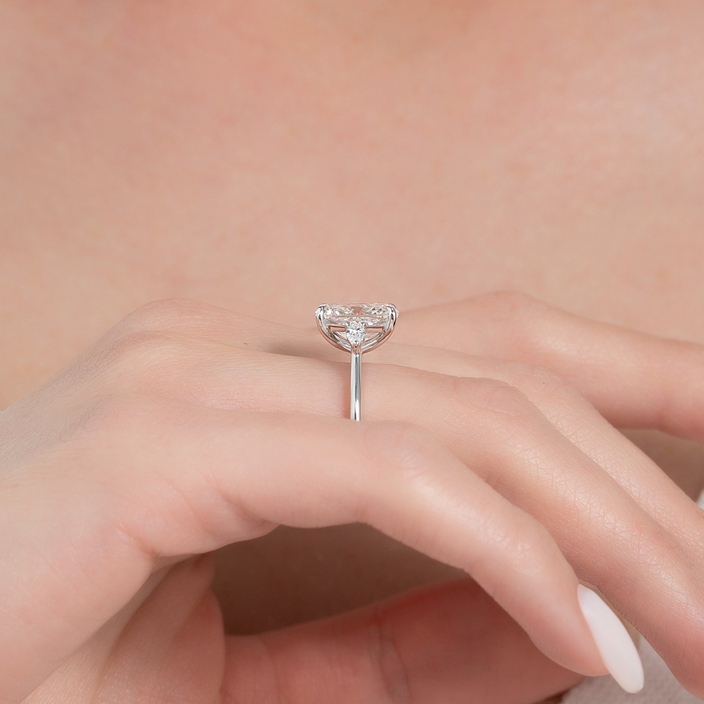 The Pears Liv Set With A 2 Carat Elongated Cushion Lab Diamond