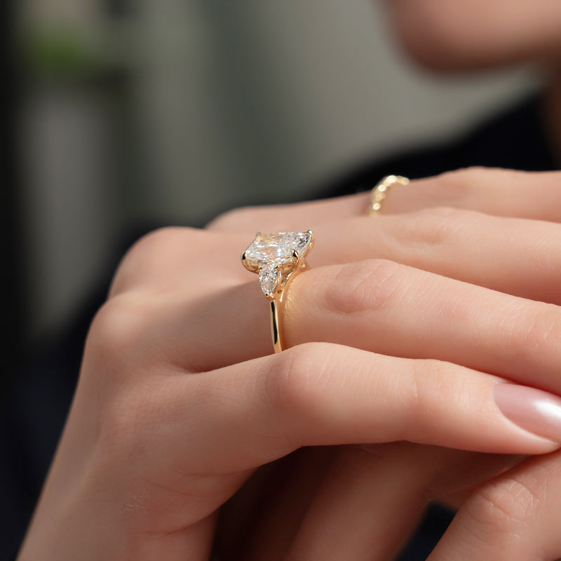 The Pears Liv Set With A 2 Carat Elongated Cushion Lab Diamond