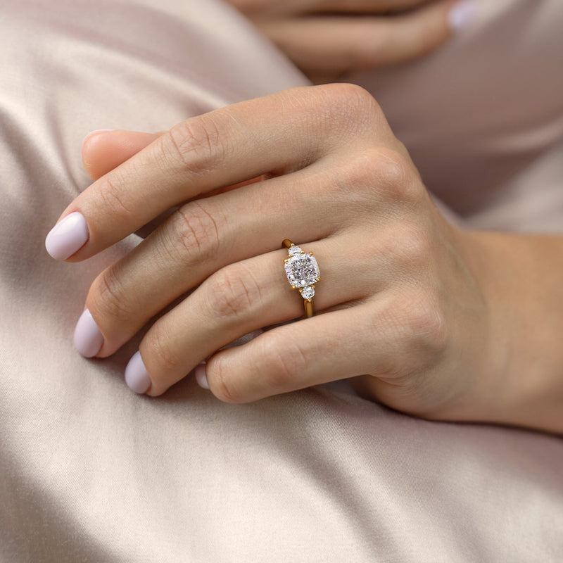 The Lia Set With A 2 Carat Cushion Lab Diamond