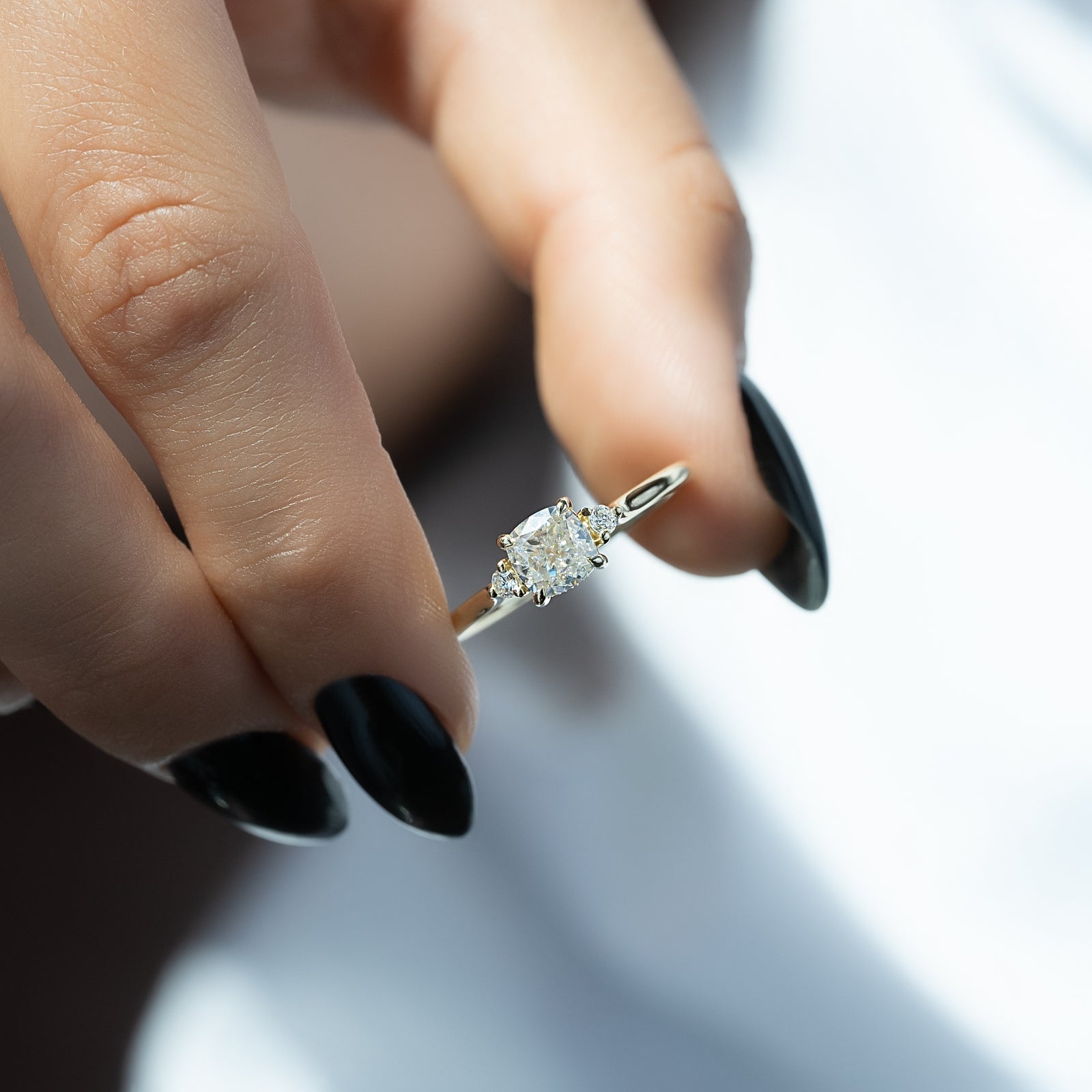 The Lia Set With A 2 Carat Cushion Lab Diamond