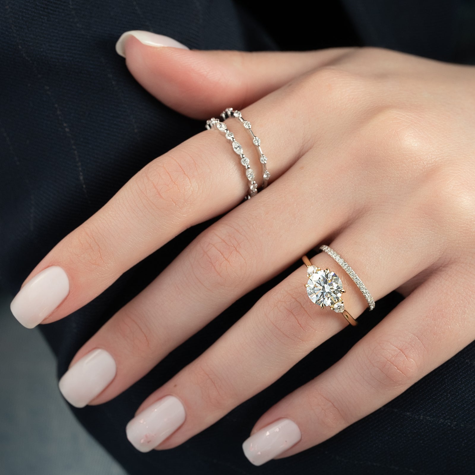 The Lia Set With A 2 Carat Round Lab Diamond