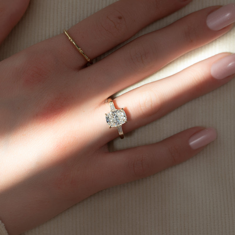 The Liv Set With A 2 Carat Elongated Cushion Lab Diamond